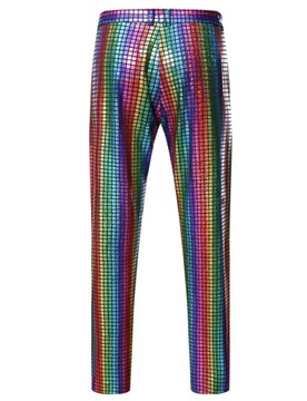 Mens Stage Prom Suits Shiny Rainbow Plaid Sequin J