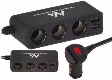 РАСПРЕДЕЛИТЕЛЬ ЗАЖИГАЛКИ ТРОЙНИКА 12-24В 2xUSB 120Вт