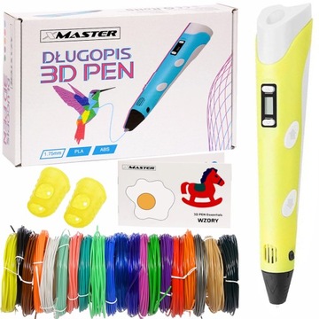 DRUKARKA DŁUGOPIS 3D PEN 2 ZESTAW WKŁADY 100M ŻÓŁT