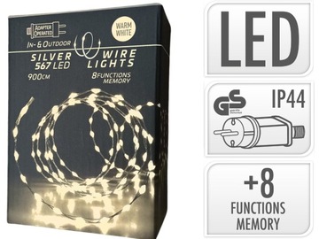 ZEWNĘTRZNA GIRLANDA Do ogrodu 567 białe LED na druciku 230V Sterownik - 9 m