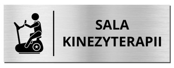 TABLICZKA NA DRZWI - SALA KINEZYTERAPII | piktogram | 20x7cm | srebrna