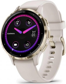 SMARTWATCH SPORTOWY GARMIN VENU 3S SOFT GOLD IVORY JASNO-ZŁOTY 010-02785-04