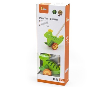DREWNIANY DINOZAUR PCHACZ NA KIJU VIGA TOYS ZWIERZĄTKO