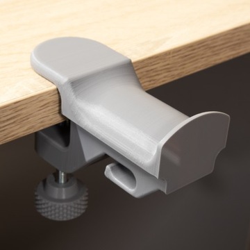 ВЕШАЛКА ДЕРЖАТЕЛЬ ДЛЯ НАУШНИКОВ ПРИКРЕПЕННАЯ К СТОЛУ, МАССИВНАЯ, серая