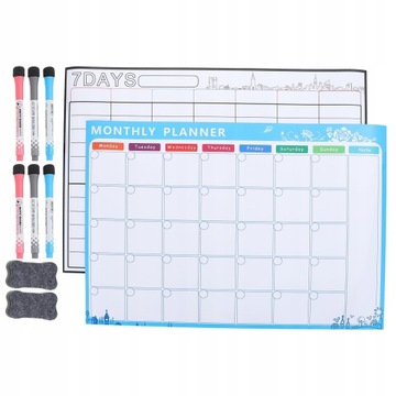 2 zestawy Tablica magnetyczna Dry Erase kalendarz