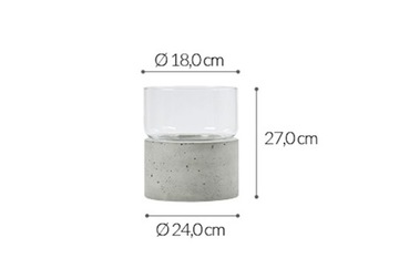 ŚWIECZNIK LAMPION SZKLANY + BETON ARCHITEKTONICZNY