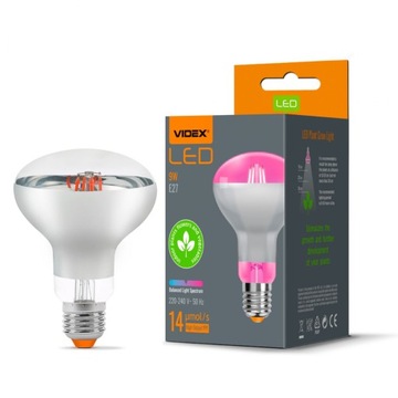 Żarówka LED do uprawy roślin filament R80 E27 9W FITOLAMPY VIDEX