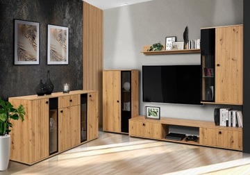 Meblościanka z komodą Salsa lamele artisan led