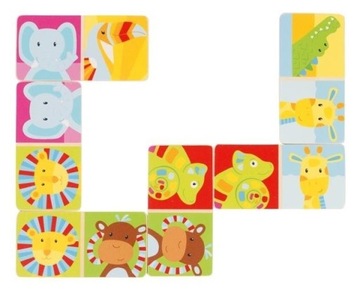 Domino drewniane Gra dla dzieci Safari 28el. Goki
