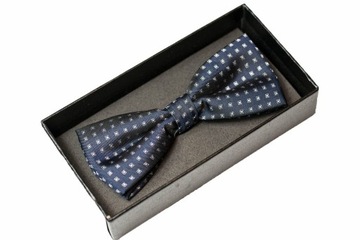 Piękna elegancka mucha muszka męska do koszuli granatowa drobne kwadraciki
