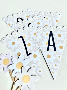 Birthday Box DAISY dekoracje urodzinowe stokrotki 60 elementów