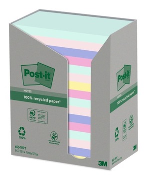 Post-it Recycled ekologiczne karteczki samoprzylepne kolorowe 16x 100 sztuk