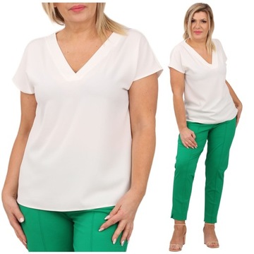 POLSKA Gładka modna bluzka plus size PREMIUM