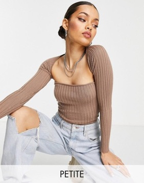 MISSGUIDED PETITE BRĄZOWE SWETERKOWE BOLERKO NARZUTKA 59K NH2__XL