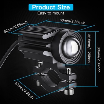 Motorcycle LED Driving Fog Lights 60W White and