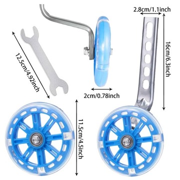 СВЕТОДИОДНЫЕ БОКОВЫЕ КОЛЕСА ДЛЯ ВЕЛОСИПЕДА 12–20 ДЮЙМОВ, СТАБИЛИЗАТОРЫ ВЕЛОСИПЕДА, СИНИЕ
