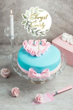 БОЛЬШОЙ ТОПЕР НА ТОРТ НА КРЕСТИЕ, ЗОЛОТОЙ, С ЛИСТЬЯМИ, ЦВЕТАМИ, ОРНАМЕНТОМ, УКРАШЕНИЕМ