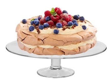 Szklana patera Harmony KROSNO 32 cm na tort, ciasta, ciastka, na nodze