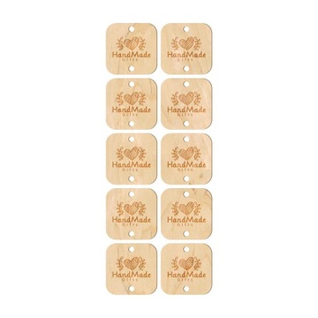 Drewniana Metka HAND MADE GIFTS - 50 szt - wszywka