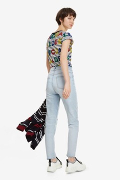 DESIGUAL SPODNIE MOM JEANS HAFT (28)