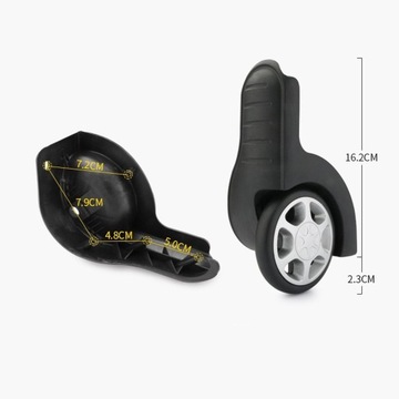 2 поворотных ролика слева направо, чемодан на колесиках, стиль багажа B