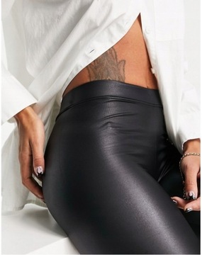 LEGGINSY LATEXOWE CZARNE SKÓRA damskie lateks leginsy spodnie MODNE, 3XL