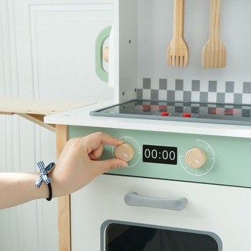 Деревянная интерактивная кухня со стиральной машиной, посудомоечной машиной, меловой доской для детей