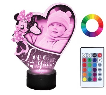 Lampka Nocna LED MYSZKA MINNIE MOUSE Twoje Zdjęcie