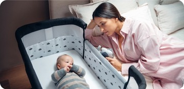 ДОПОЛНИТЕЛЬНАЯ КРОВАТЬ - MoMi REVO DARK - МАТРАС, МОСКИТНАЯ СЕТКА, КОЛЕСА, ИГРУШКИ