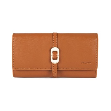Portfel damski skórzany elegancki RFID tan