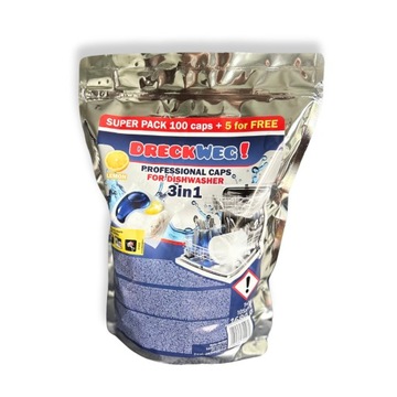 Kapsułki do zmywarki DRECKWEG All in One 3w1 Premium 100 sztuk +5 gratis