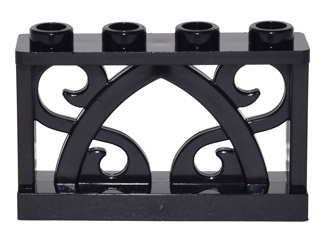 4 szt LEGO 19121, Black Fence 1 x 4 x 2 Ornamental