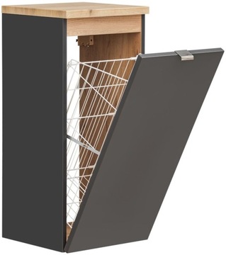 Wisząca Szafka Do Łazienki CZARNA z KOSZEM 80 cm