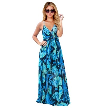 SUKIENKA ELEGANCKA LETNIA DAMSKA PLAŻOWA BOHO MINI sukienka na szelkach
