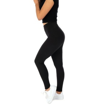 LEGGINSY GETRY SPORTOWE CZARNE Z WYSOKIM STANEM DŁUGIE S/M