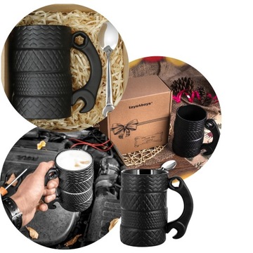 ПОДАРОЧНЫЙ НАБОР КРУЖКА ШИНА ЛОЖКА ПОДАРОК ​​ДЛЯ ВОДИТЕЛЯ TIRA MECHANIKA