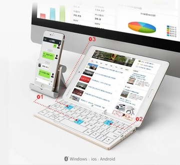 МИНИ-СКЛАДНАЯ БЕСПРОВОДНАЯ ПОДСТАВКА ДЛЯ КЛАВИАТУРЫ ДЛЯ ТЕЛЕФОНА-ПЛАНШЕТА ХИТ!