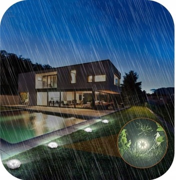 СОЛНЕЧНАЯ САДОВАЯ ЛАМПА СВЕТОДИОДНЫЕ НАЗЕМНЫЕ ЛАМПЫ ДИСКОВЫЙ ДАТЧИК СУМЕРКИ 4 X ДИСК