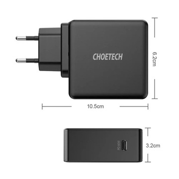 БЫСТРОЕ СЕТЕВОЕ ЗАРЯДНОЕ УСТРОЙСТВО CHOETECH USB-C PD 60W 3A