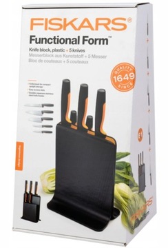 Набор из 5 ножей в кухонном блоке FISKARS + точилка.