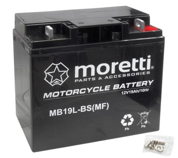 Akumulator żelowy motocyklowy MORETTI AGM MB19L-BS 12 V 19 Ah BMW