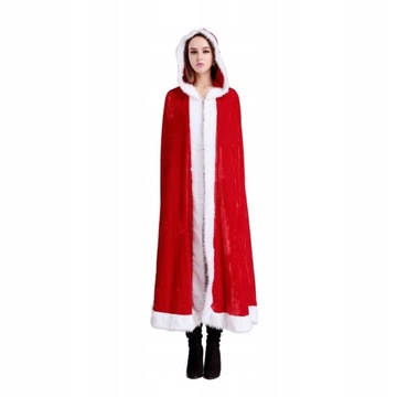 ВЫДАЮЩЕЕСЯ ДЛИННОЕ ПАЛЬТО САНТА-КЛАУСА С КАПЮШОНОМ