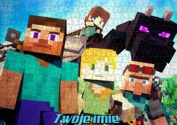 Puzzle MINECRAFT + Imię dziecka 252 EL + Pudełko - WZORY