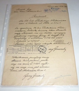 RACHUNEK KUPNO-SPRZEDAŻY Lodówki Kielce-Toruń 1953