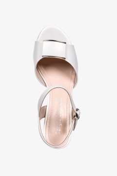 ЖЕМЧУЖНЫЕ САНДАЛИИ НА НИЗКОМ КАБЛУКЕ С МОДНОЙ ДЕКОРАЦИОННОЙ КОЖАНОЙ СТЕЛКОЙ, размер 37