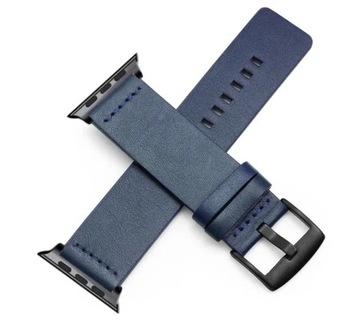 PASEK DO SMART WATCHA APPLE 42 MM, NATURALNA SKÓRA DŁUGI ROZM. XL GRANATOWY