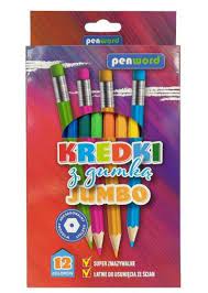 Kredki ołówkowe JAMBO z gumką 12 kolorów - Penword