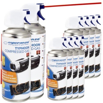 10x SPRĘŻONE POWIETRZE 400 ml W SPRAYU Z RURKĄ