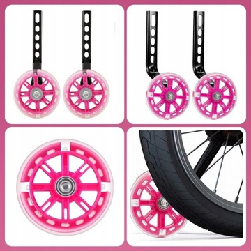 KÓŁKA PODPOROWE BOCZNE DO ROWERU 12-20' LED RÓŻOWE
