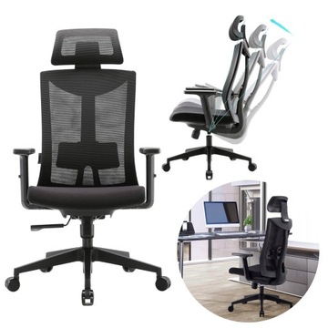 KRZESŁO OBROTOWE BIUROWE UMI M80C-M101 FOTEL DO BIURKA CZARNY ERGONOMICZNY